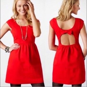 American Eagle Red Cotton Dress with Bow, 2